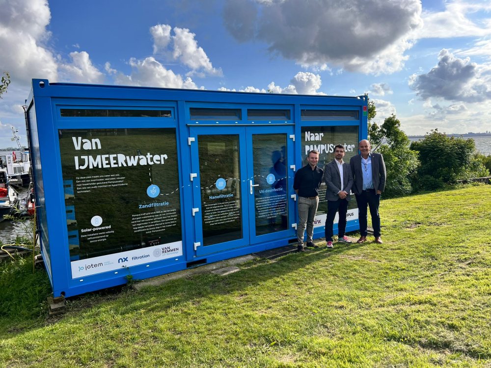 Photo caption from left to right: Rob Borgerink of Jotem Water Solutions, Rick Elmendorp, Director of Netherlands Water Partnership, and Ton van Remmen of Van Remmen UV Technology